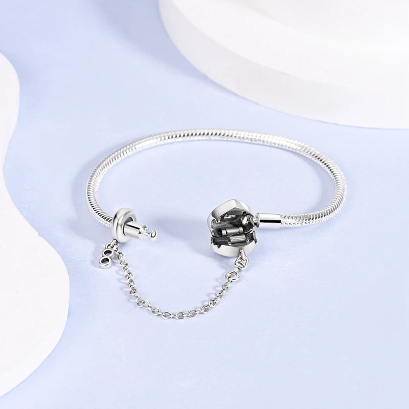 Bracelet en Argent 925 Original – Étoile, Lune & Trèfle Porte-Bonheur