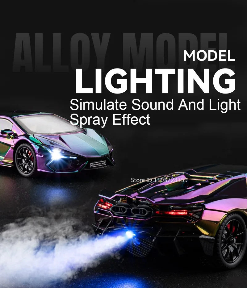 REVUELTO – Supercar Miniature 1:24 en Alliage | Son & Lumière | Portes Ouvrantes