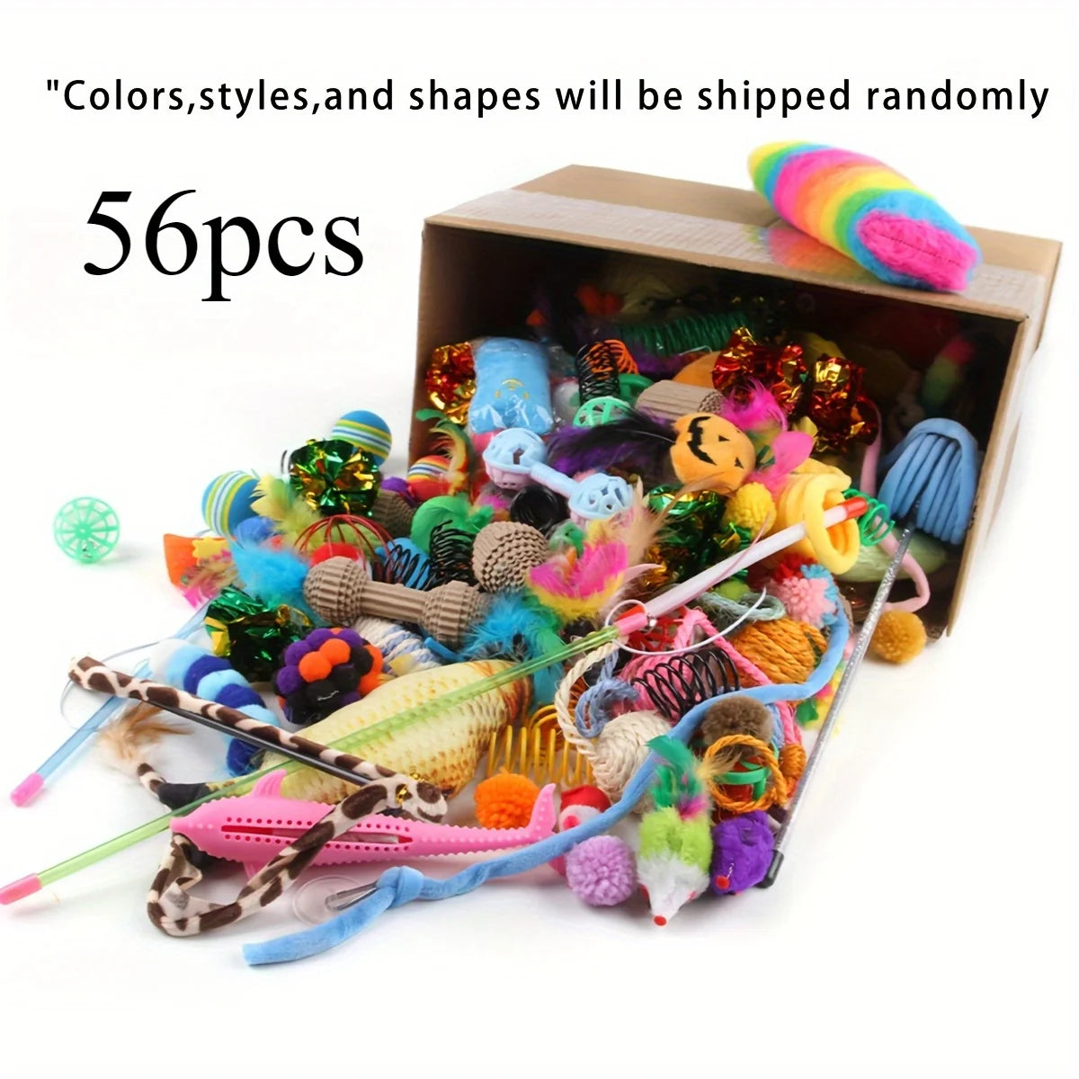 Lot de jouets pour chat — assortiment plastique et peluche