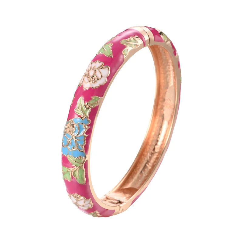Bracelet Émaillé Fleur – Style Indien & Dubaï – Couleurs Premium