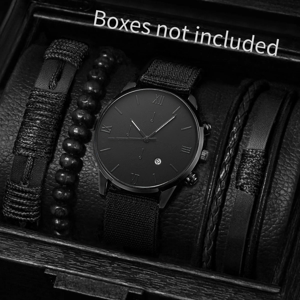 Montre Quartz Homme + Bracelets – Nylon / Cuir – Set 4 ou 5 pièces (Sans Boîte)