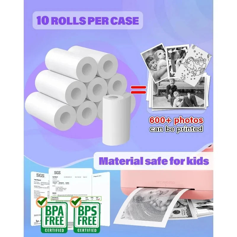 Recharge Papier Thermique pour Appareil Photo Instantané – Sans BPA – 57x25mm