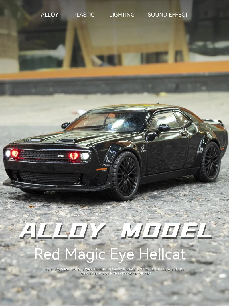 Dodge Challenger Hellcat – Modèle 1:32 en Alliage | Son & Lumière | Pull-Back