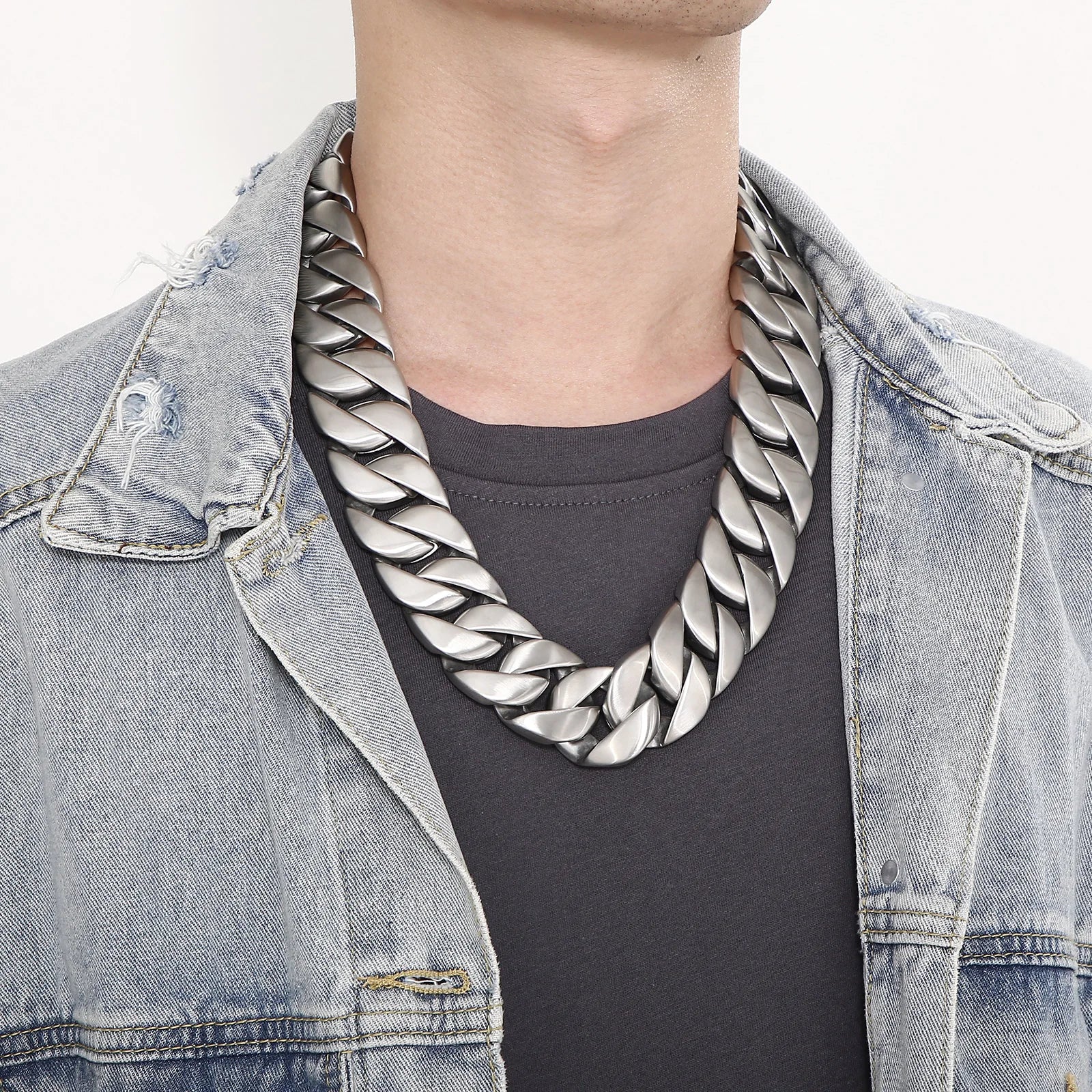 Collier Chaîne Cubaine Large – Acier Inoxydable 316L | Style Punk & Rap (20–31 mm)