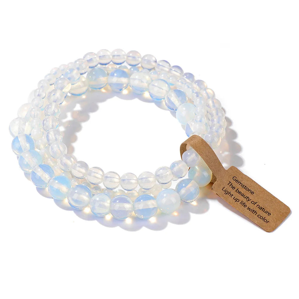 Ensemble de Bracelets en Pierres Naturelles – 3 Pièces – Perles 4 / 6 / 8 mm – Unisexe – Équilibre & Bien-Être