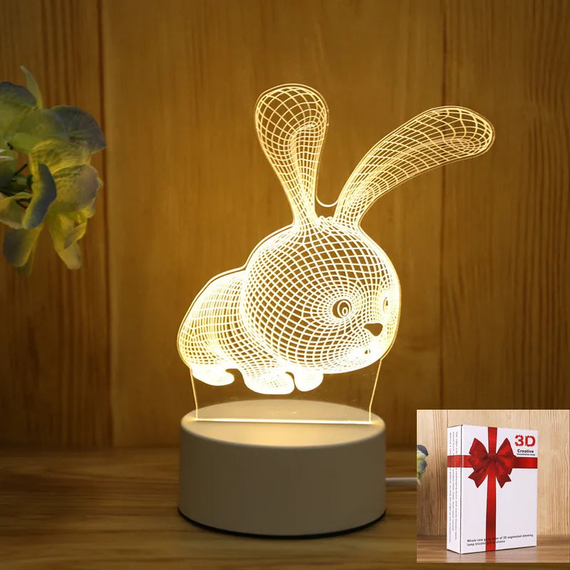 Lampe LED Acrylique 3D – Love Romantic & Ambiance Douce