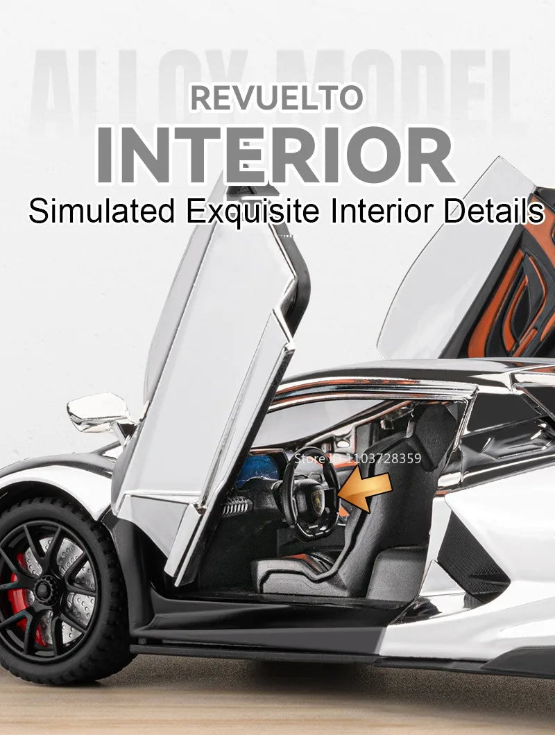 REVUELTO – Supercar Miniature 1:24 en Alliage | Son & Lumière | Portes Ouvrantes