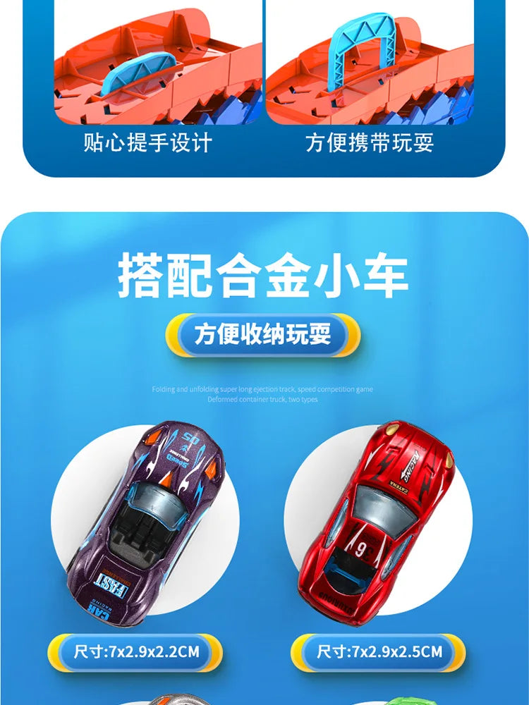 Camion Dinosaure avec Piste Pliable & Mini Voitures – Jouet Enfant 3+