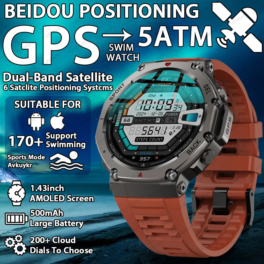 Montre Intelligente Militaire GPS T-Rex 3 Pro – Double Bande, 10 ATM, AMOLED (48 mm)