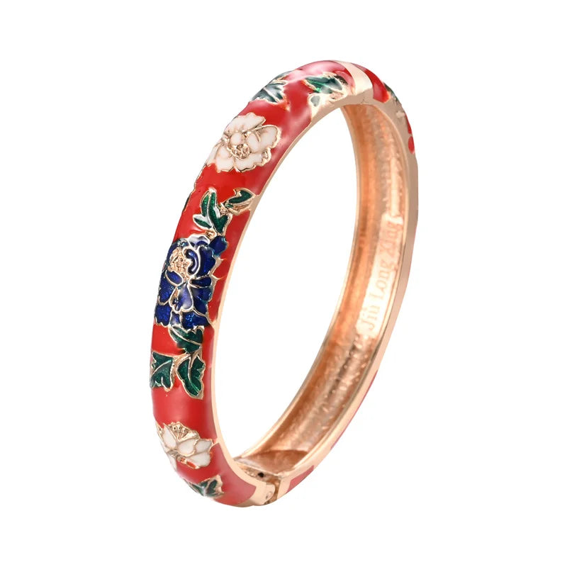 Bracelet Émaillé Fleur – Style Indien & Dubaï – Couleurs Premium
