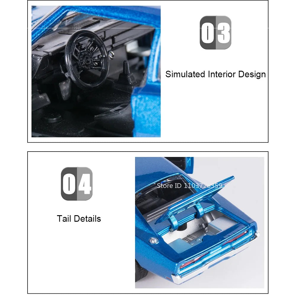 Eldorado Biarritz & Charger 1970 – Voitures Miniatures 1:32 en Alliage | Son & Lumière | Portes Ouvrantes