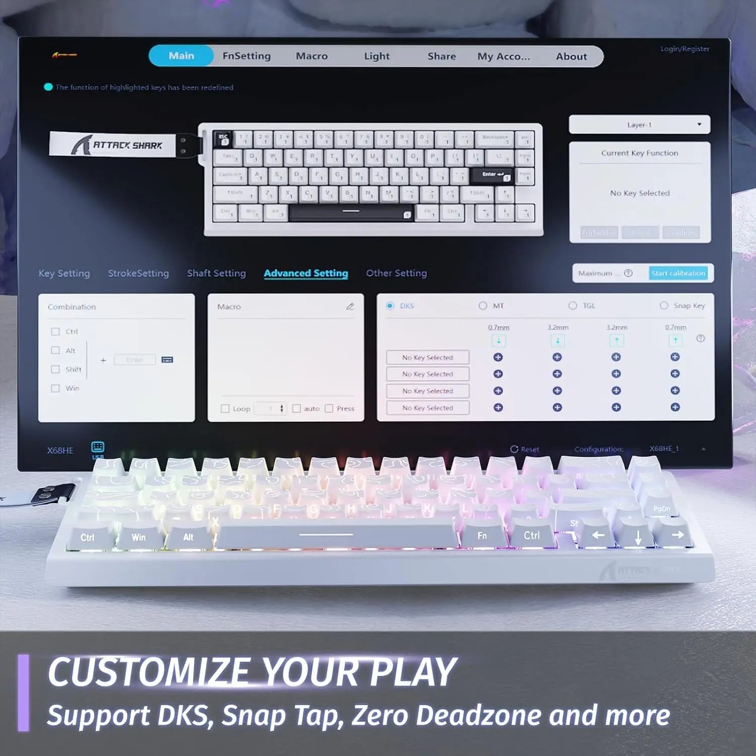 ATTACK SHARK X68 HE – Clavier Gaming Magnétique 60% Ultra-Rapide 8K