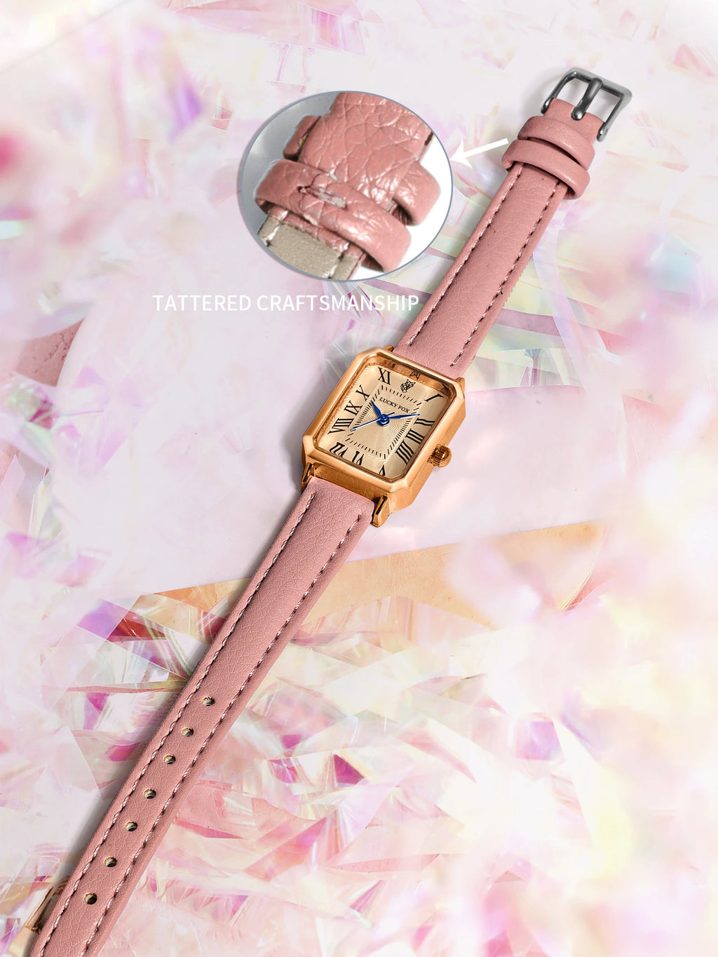 Montre Carrée Rétro Femme – Bracelet Cuir – LUCKYFOX L19