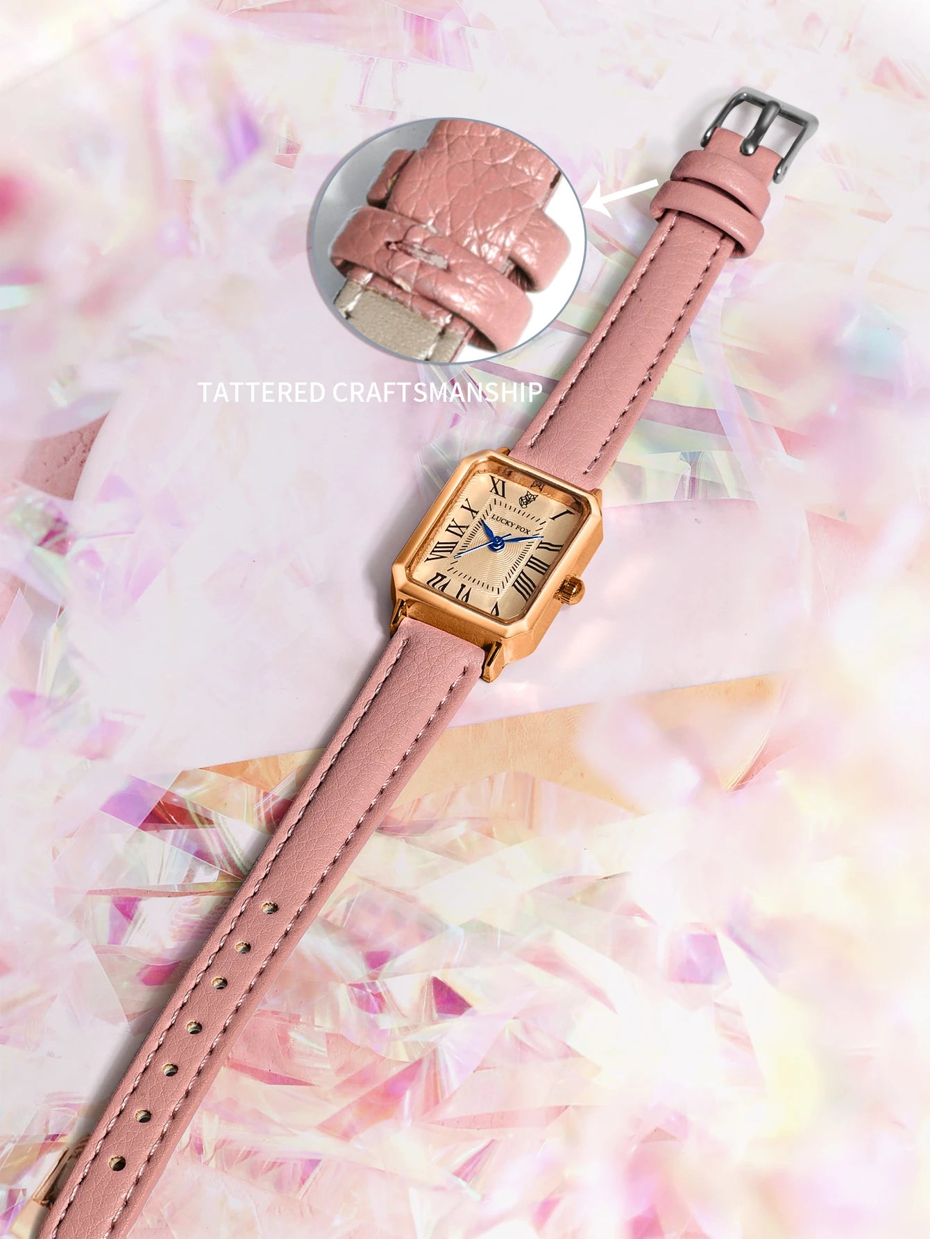 Montre Carrée Rétro Femme – Bracelet Cuir – LUCKYFOX L19