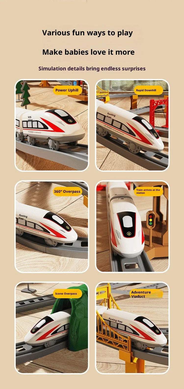 Ensemble de Train Électrique avec Piste – Modèle d’Assemblage & Véhicule à Grande Vitesse (64–119 PCS)