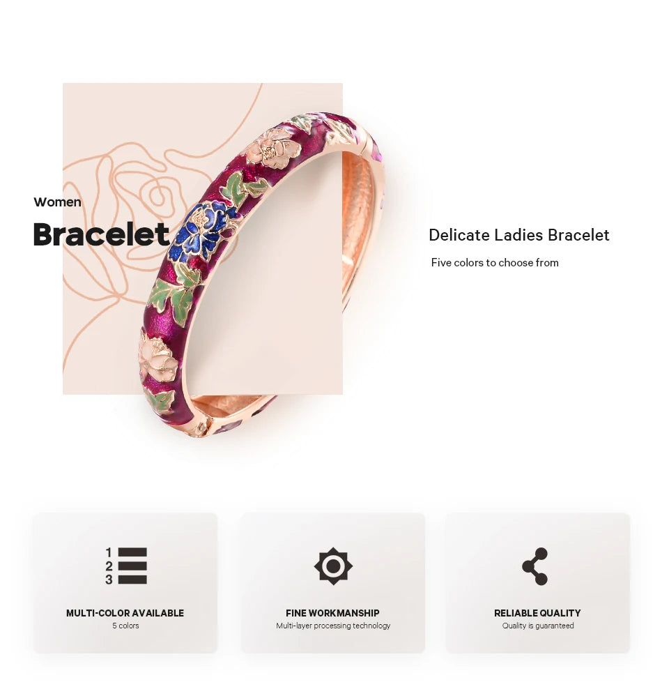 Bracelet Émaillé Fleur – Style Indien & Dubaï – Couleurs Premium