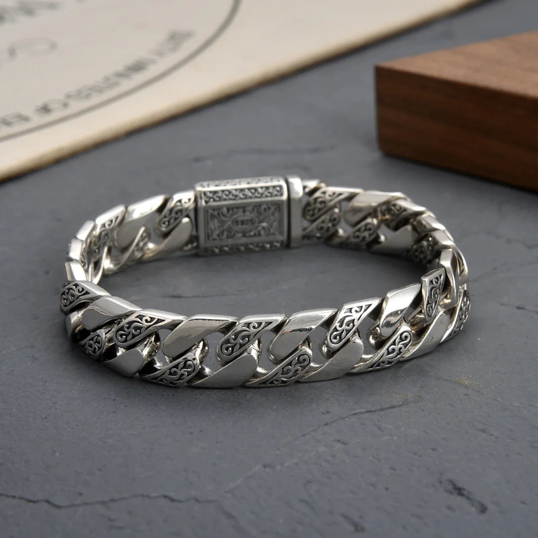 Bracelet Guirlande de Vigne S925 – Argent Sterling | Style Punk Rétro • Plusieurs Tailles