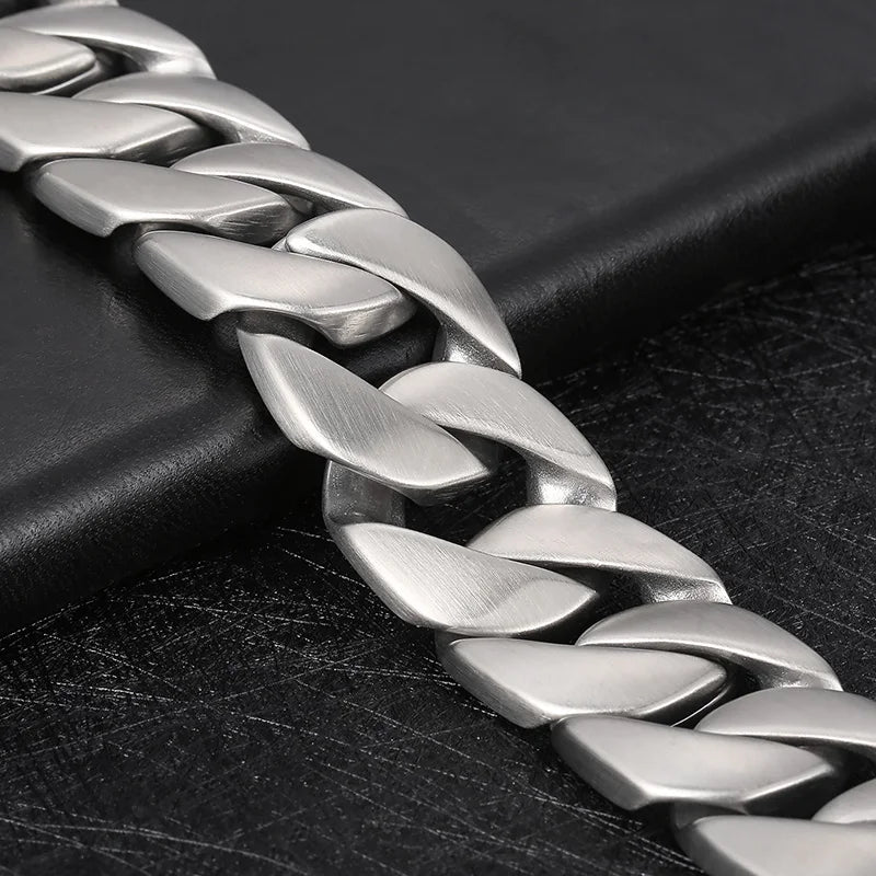 Collier Chaîne Cubaine Large – Acier Inoxydable 316L | Style Punk & Rap (20–31 mm)