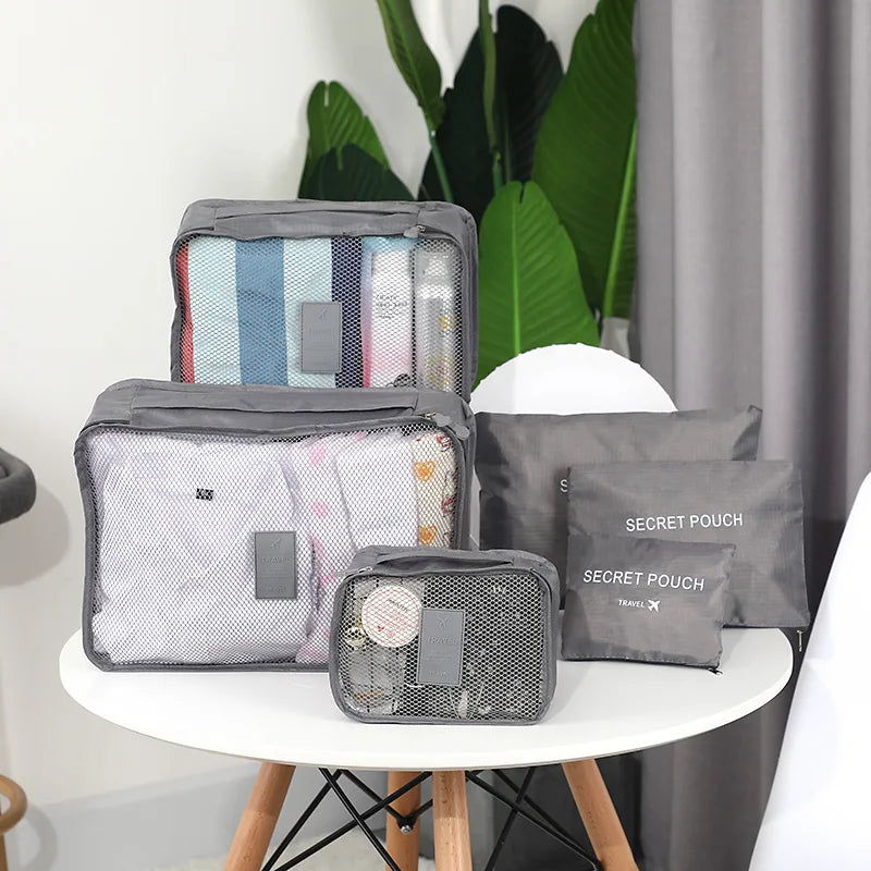 Ensemble de 6 Sacs de Rangement pour Voyage – Organisateurs de Bagages Imperméables & Pliables