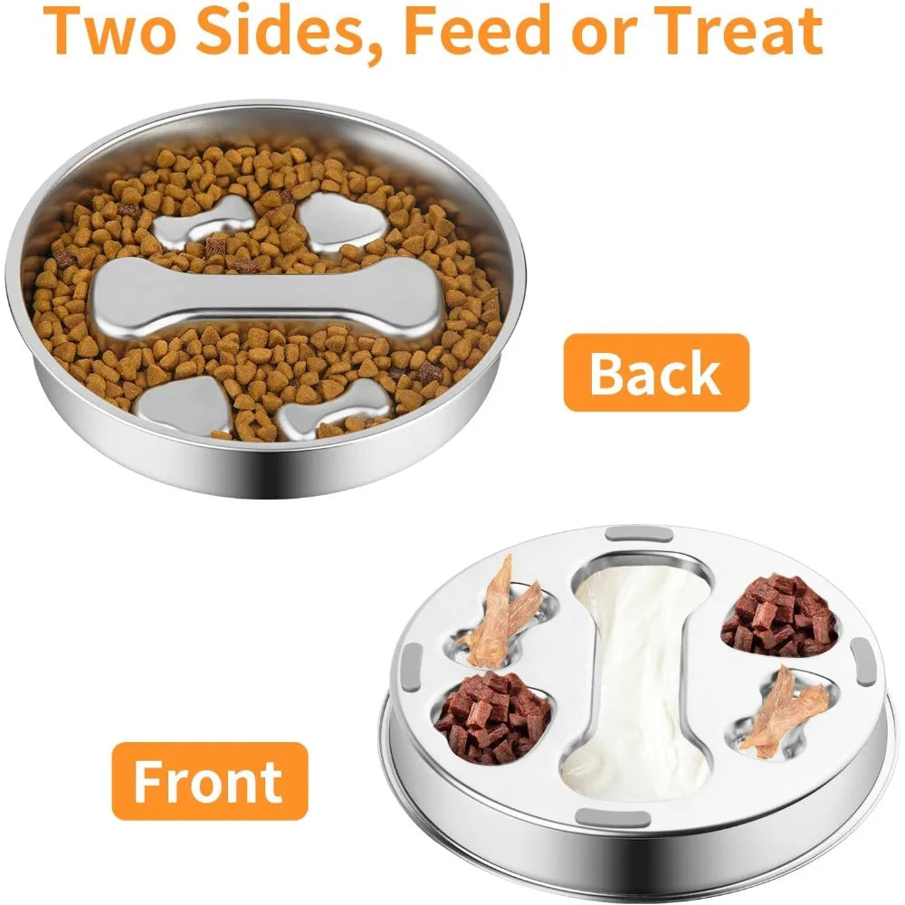 Gamelle anti-glouton en inox antidérapante pour chien et chat