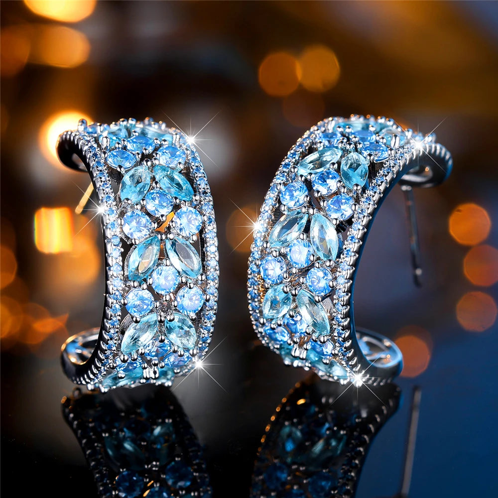 Boucles d’Oreilles à Tige Femme – Cristal CZ Multicolore Luxe