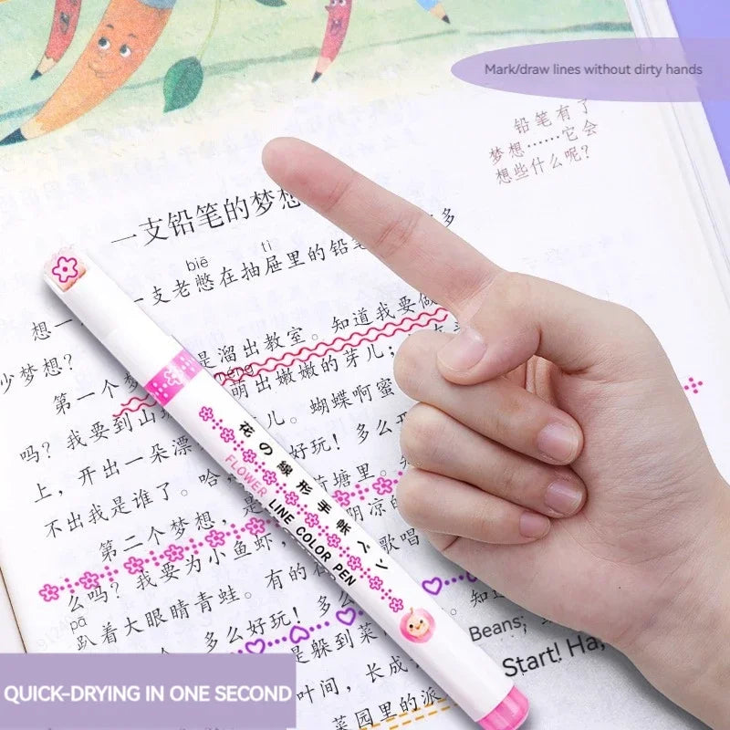 Surligneurs Ligne Fleur – 6 couleurs (Roller Flower Highlighter)