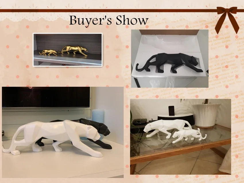 Statue Panthère Géométrique en Résine – Décoration Moderne Maison & Bureau