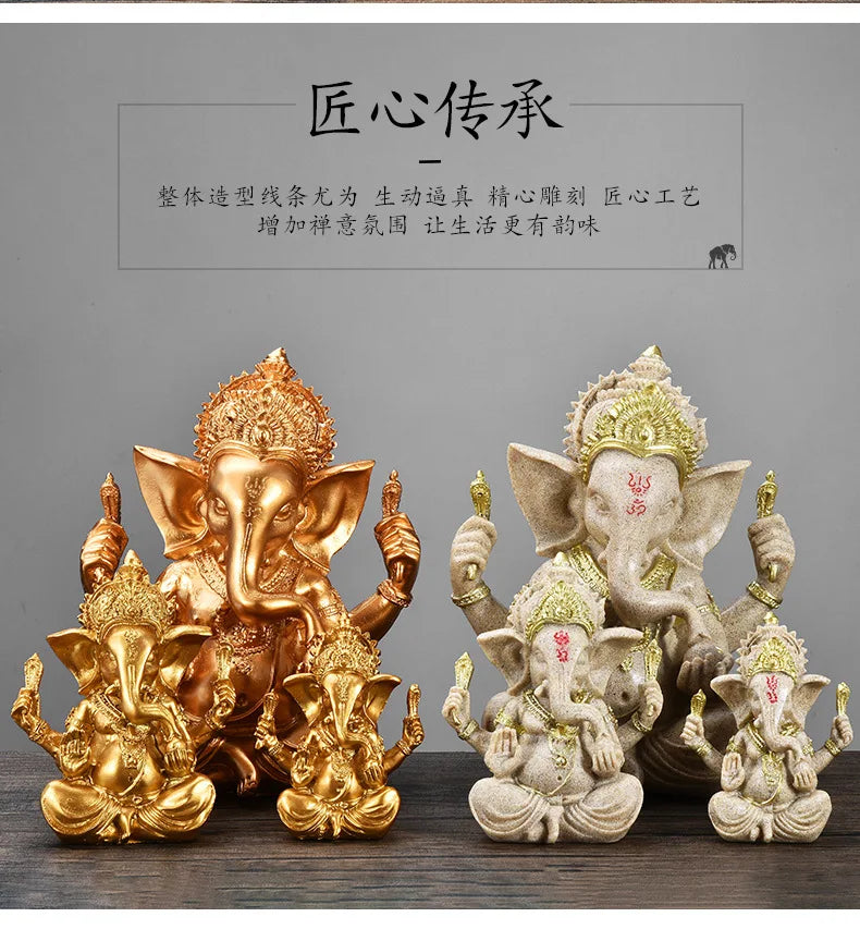 Statue Ganesha Dorée – Décoration Spirituelle & Élégante