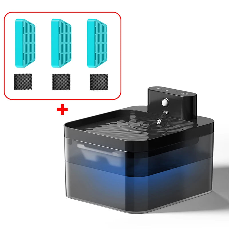 Fontaine à eau sans fil 2600 mAh pour chat et chien — capteur infrarouge