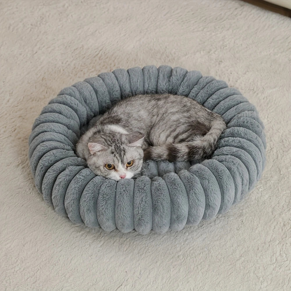 Panier rond apaisant ultra-doux pour chat et chien