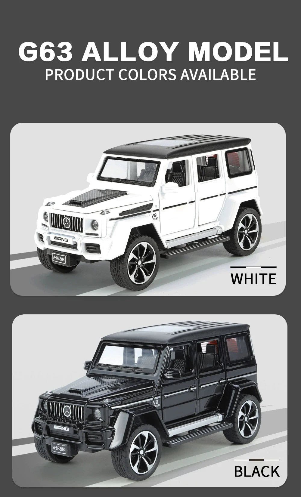 Mercedes-Benz G63 1:32 – Miniature Tout-Terrain Brabus Métal | Son & Lumière