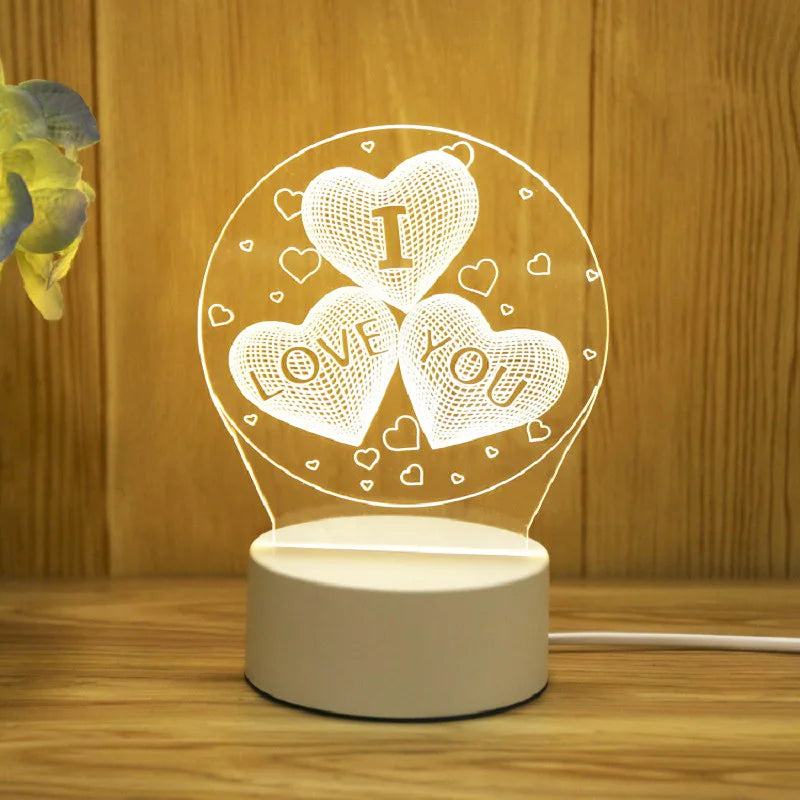 Lampe LED Acrylique 3D – Love Romantic & Ambiance Douce