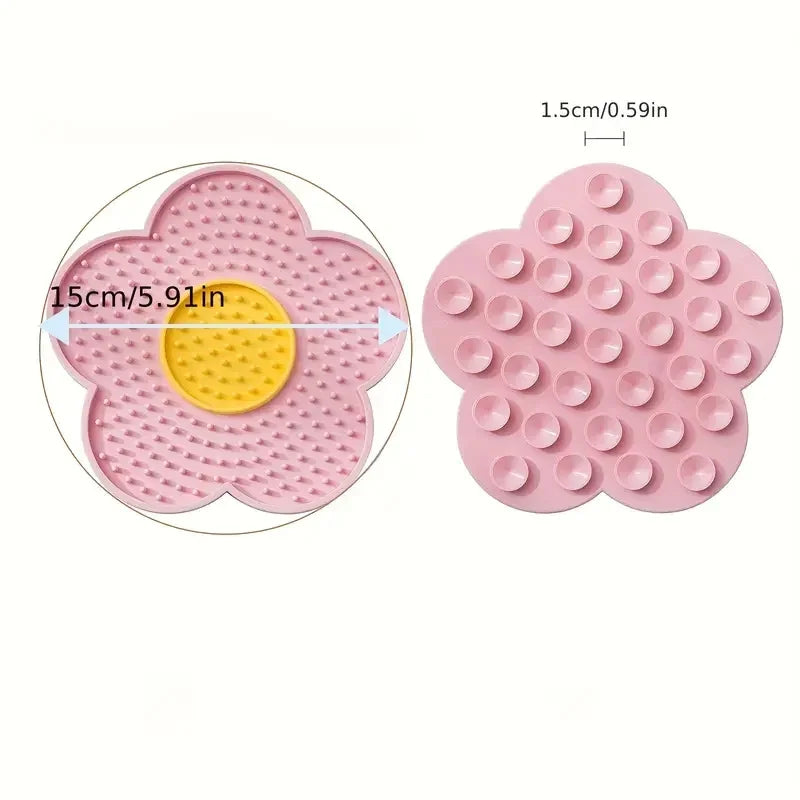Tapis de léchage forme fleur pour chien et chat — silicone