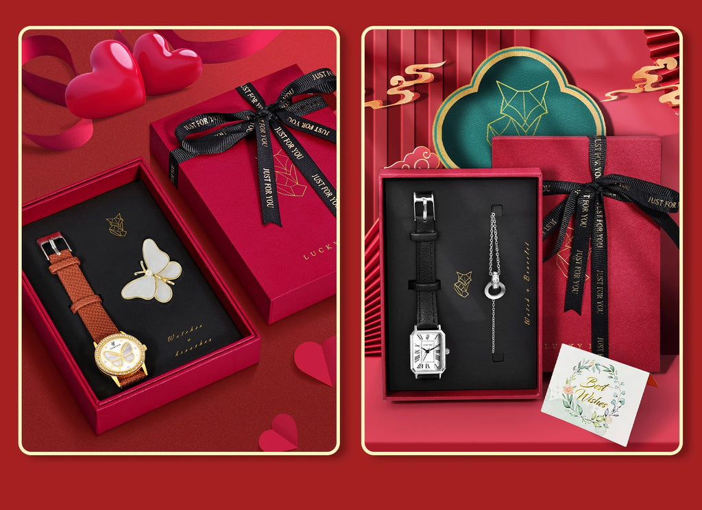 Montre Carrée Rétro Femme – Bracelet Cuir – LUCKYFOX L19