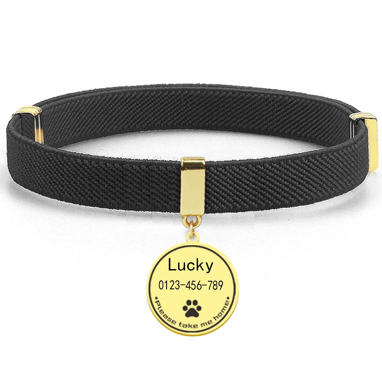 Collier chat personnalisable avec plaque métal gravée — sécurité