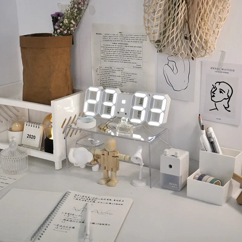 Horloge Numérique LED 3D – Design Moderne & Éclairage Nocturne
