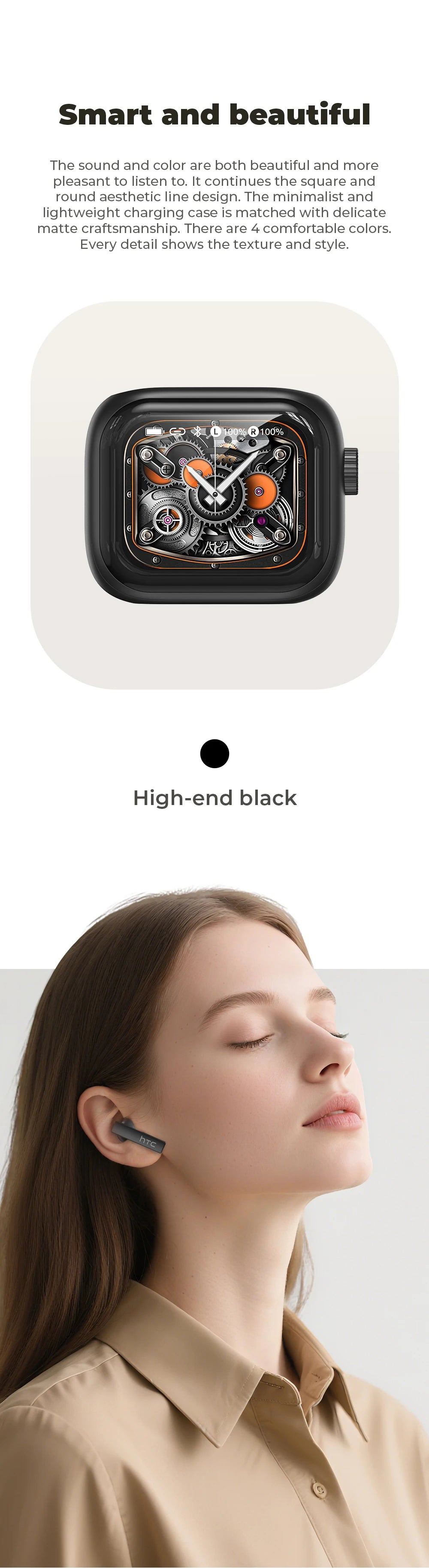 HTC NE40 – Écouteurs Bluetooth TWS AI Traducteur avec Écran HD