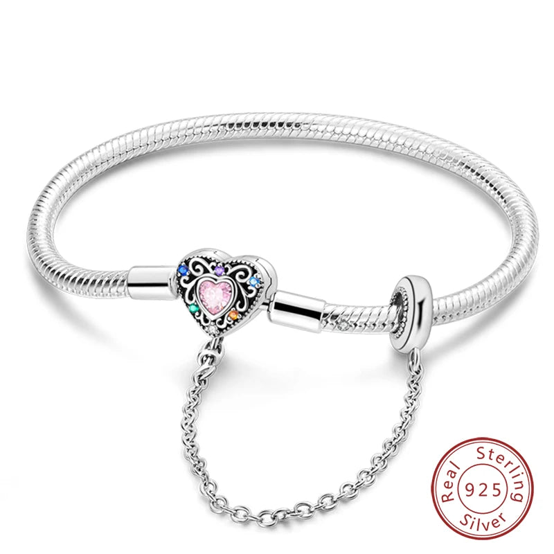 Bracelet en Argent 925 Original – Étoile, Lune & Trèfle Porte-Bonheur