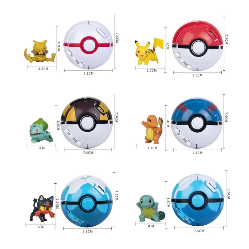 Figurines Pokéball Pokémon – Pikachu, Dracaufeu, Gengar, Tortank, etc. (Plusieurs modèles)