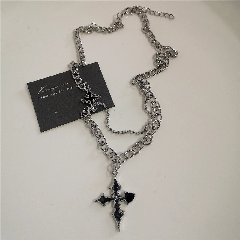 Collier Punk Rock – Cœur & Croix – Unisexe
