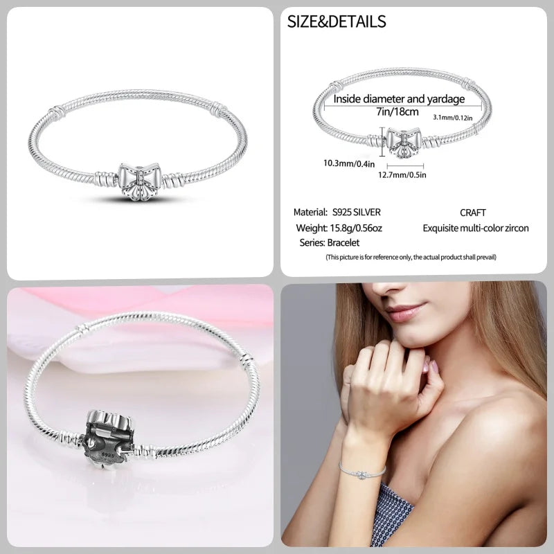 Bracelet en Argent 925 – Cœur Pavé Zircone & Infinity – 17 à 20 cm