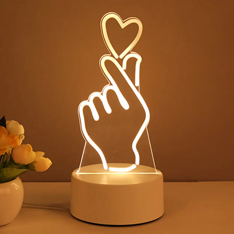 Lampe LED Acrylique 3D – Love Romantic & Ambiance Douce