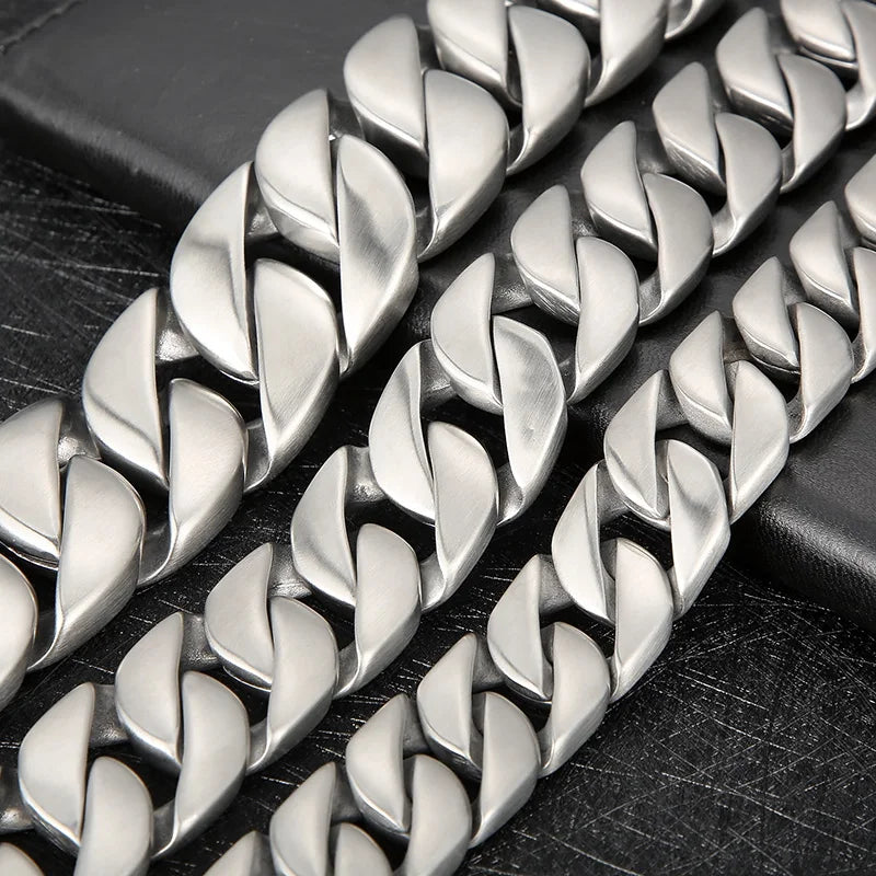 Collier Chaîne Cubaine Large – Acier Inoxydable 316L | Style Punk & Rap (20–31 mm)
