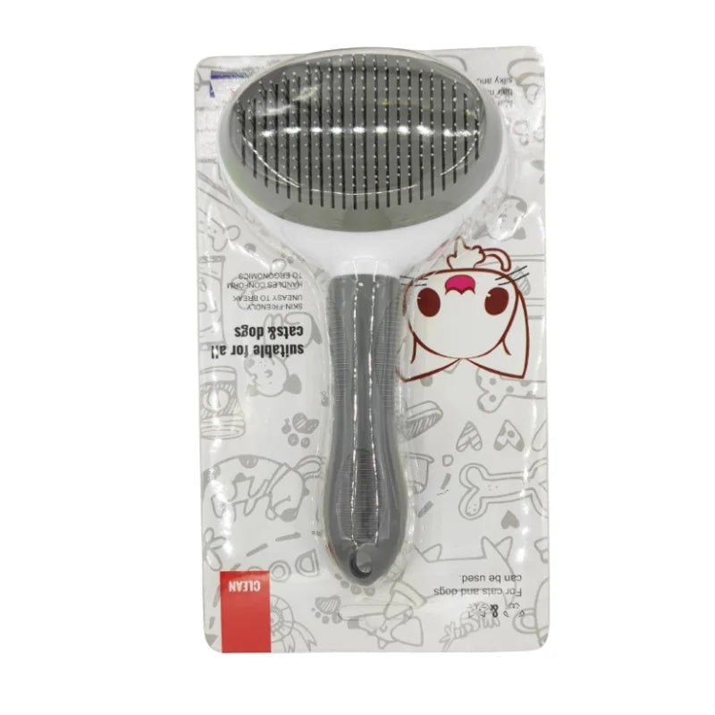 Brosse de toilettage auto-nettoyante pour chien et chat — bouton poussoir