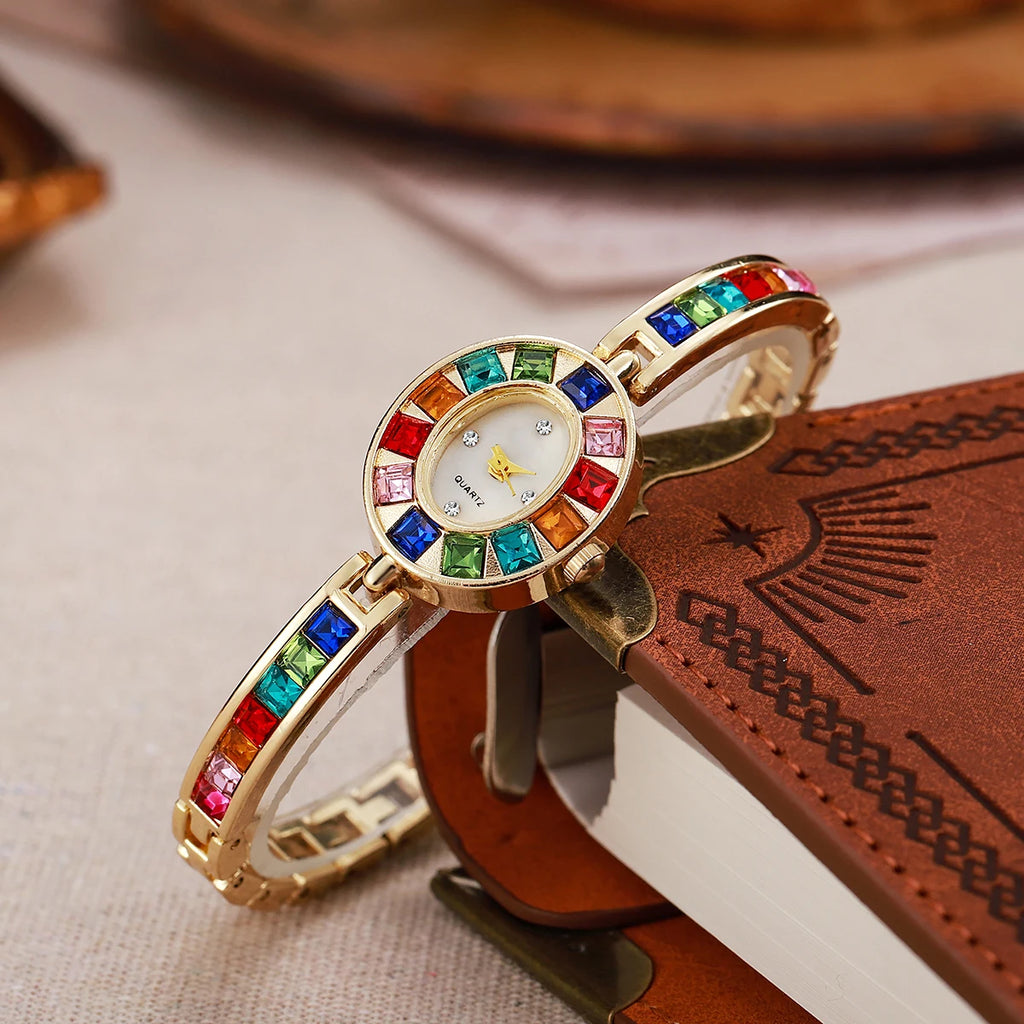 Montre Femme Dégradé Arc-en-Ciel – Bracelet Ovale & Design Luxe