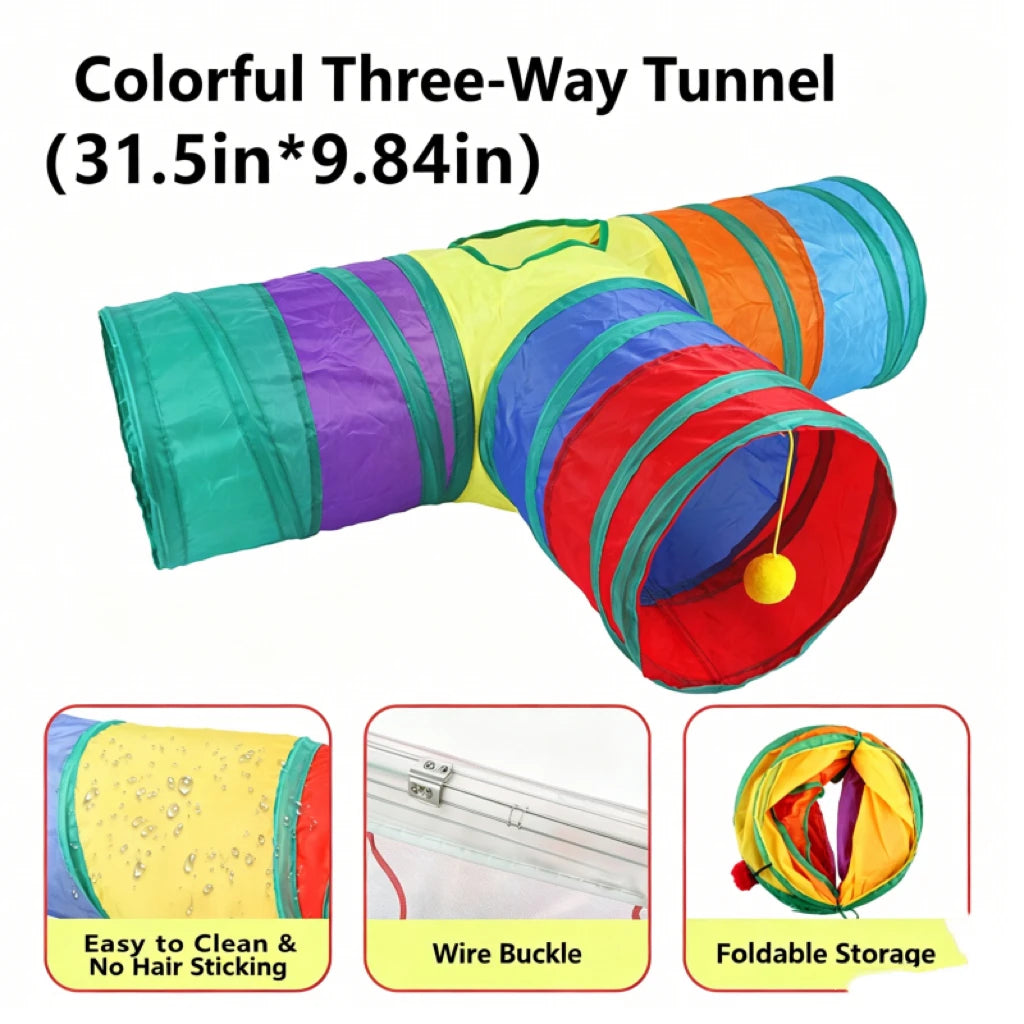 Ensemble de jouets pour chat — tunnel, canne à plume, souris et balles