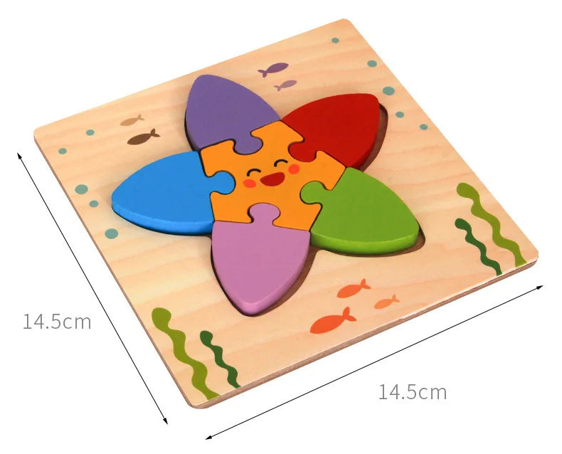 Puzzle 3D en Bois – Animaux • Apprentissage Précoce Montessori