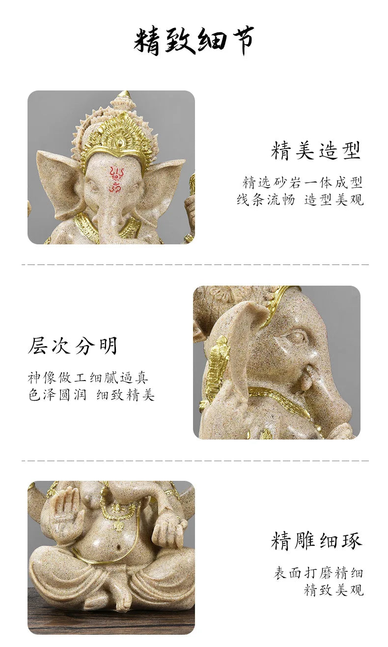 Statue Ganesha Dorée – Décoration Spirituelle & Élégante