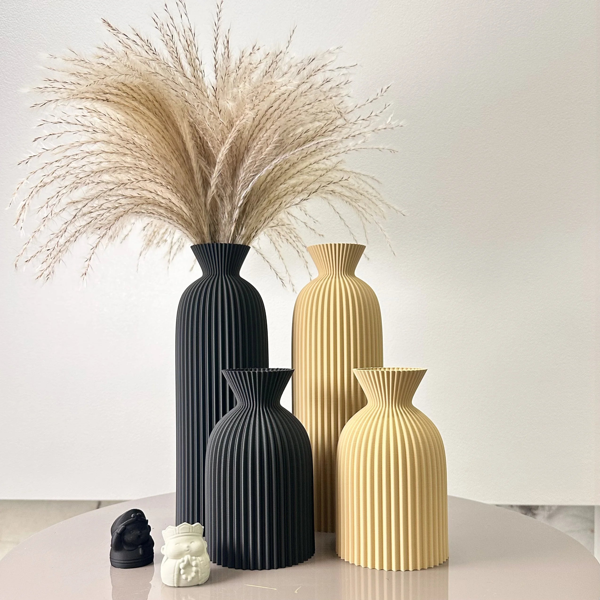Vase Décoratif Ondulé – Lot de 2 – Design Moderne pour Fleurs Séchées