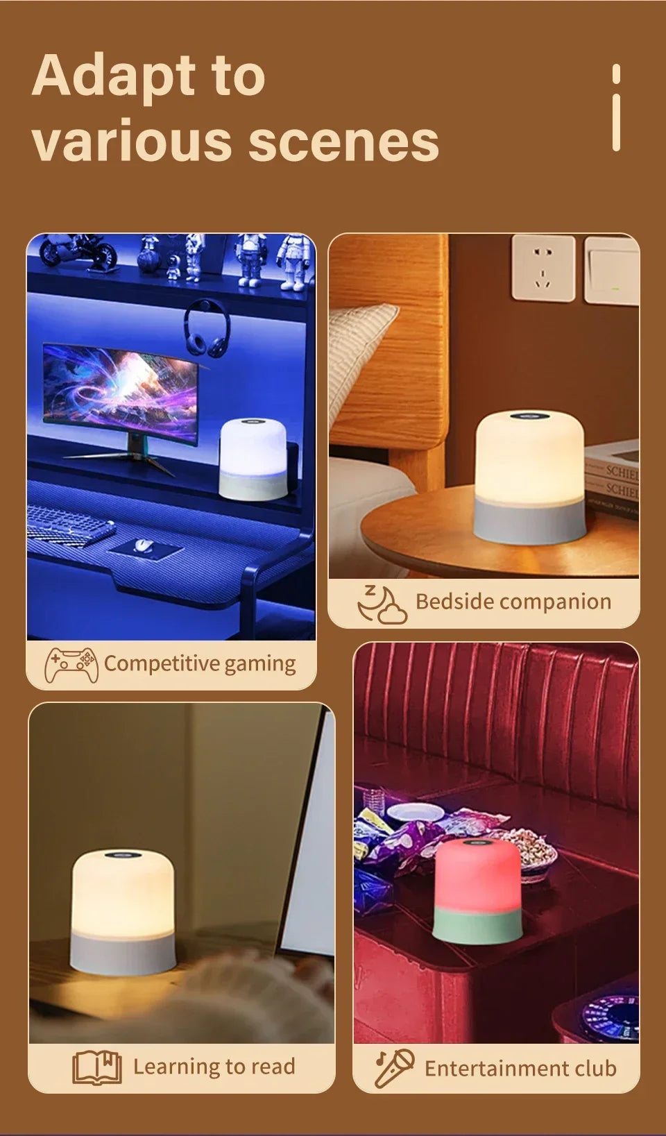 Veilleuse LED Rechargeable avec Télécommande – Tactile, RVB, Intensité Variable